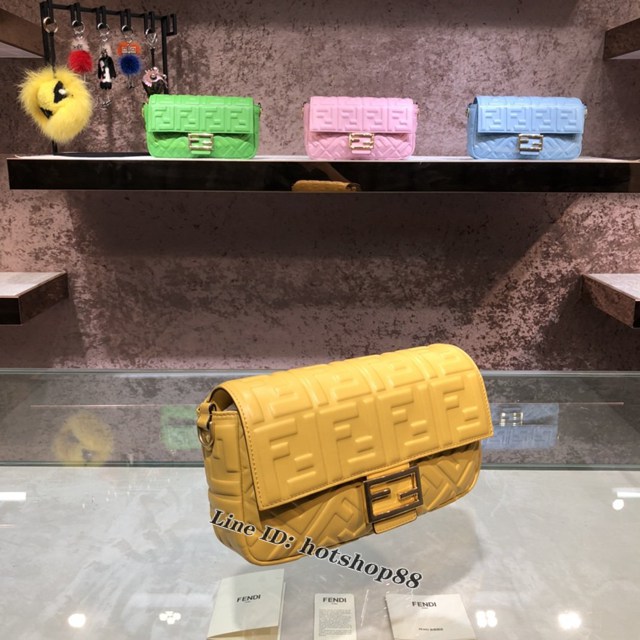 FENDI精品女包 芬迪BAGUETTE中號羊皮手袋 Fendi 0191M迷你肩背斜挎包 fdzg2538